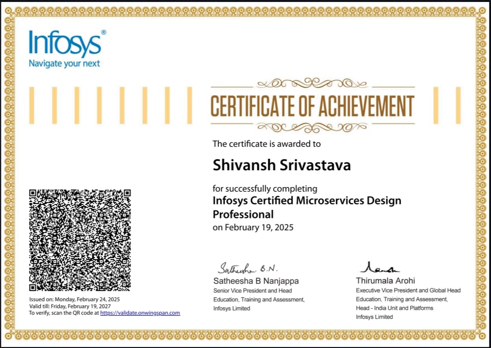 Infosys Certified Microservices Design Professional